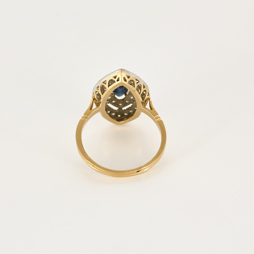 Bague 54 Bague marquise en or blanc, or jaune, saphir et diamants 58 Facettes DV27468-64-54-3