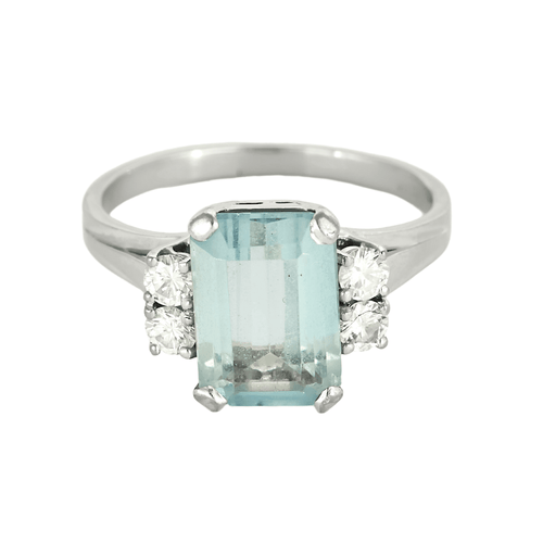 Bague 55 Bague en or gris, aigue-marine et diamants 58 Facettes DV27468-47-DV0882-1