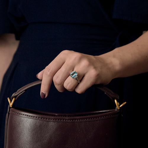 Bague 55 Bague en or gris, aigue-marine et diamants 58 Facettes DV27468-47-DV0882-1