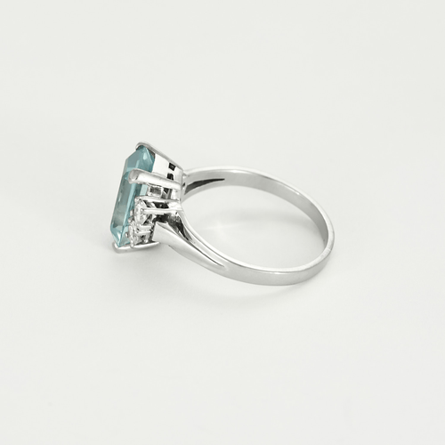 Bague 55 Bague en or gris, aigue-marine et diamants 58 Facettes DV27468-47-DV0882-1