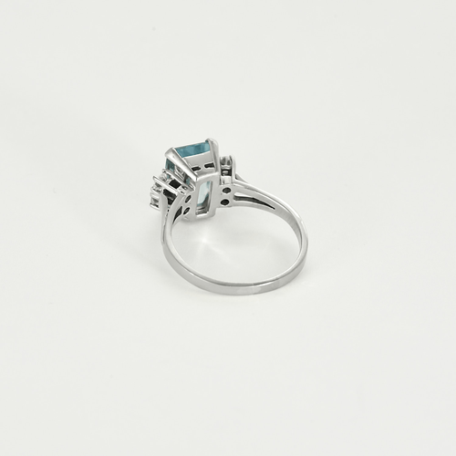 Bague 55 Bague en or gris, aigue-marine et diamants 58 Facettes DV27468-47-DV0882-1