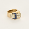 Bague 54.5 Bague Tank en or jaune, platine, diamants et saphirs de synthèse 58 Facettes DV27468-20-545-2
