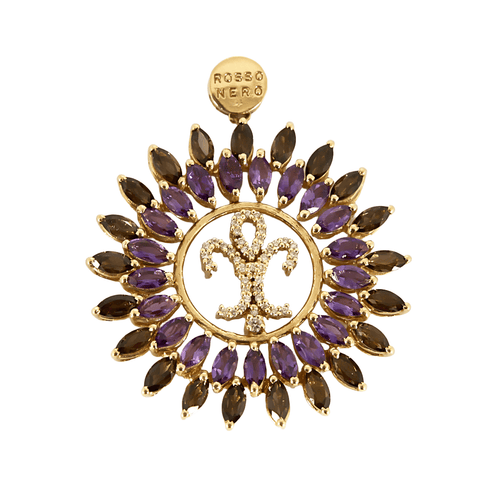 Pendentif Pendentif en or jaune, améthyste et quartz fumé 58 Facettes DV27342-3