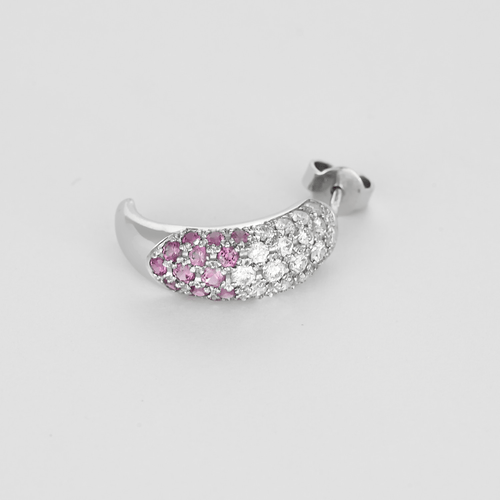 Boucles d'oreilles Boucles d'oreilles en or blanc, saphirs roses et diamants 58 Facettes DV12457-3