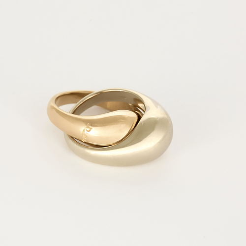 Bague 51 POMELLATO – Double bague en or jaune et or gris. 58 Facettes DV27468-17-51-2