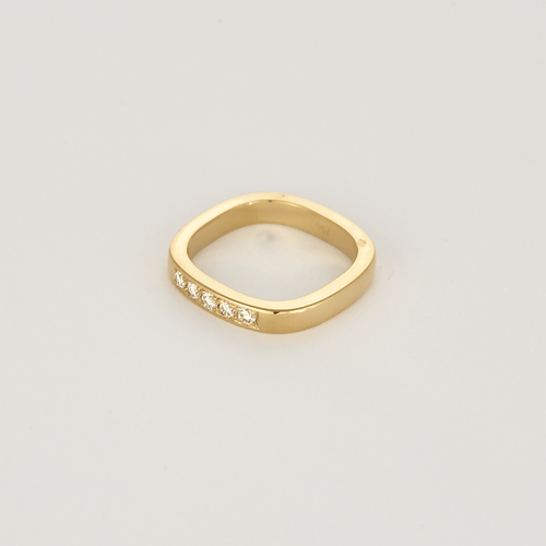Bague 48.5 Dinh Van - Square - Alliance en or jaune et diamants 58 Facettes DV25793-2