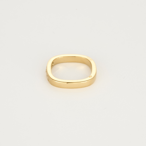 Bague 48.5 Dinh Van - Square - Alliance en or jaune et diamants 58 Facettes DV25793-2