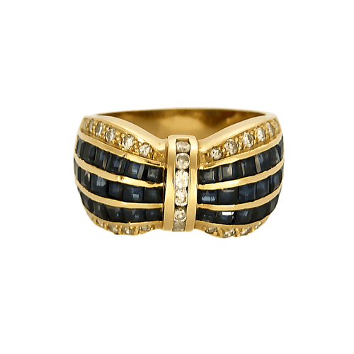 Bague 53 Bague noeud en or jaune, diamants et saphirs 58 Facettes DV26327-11-53-2