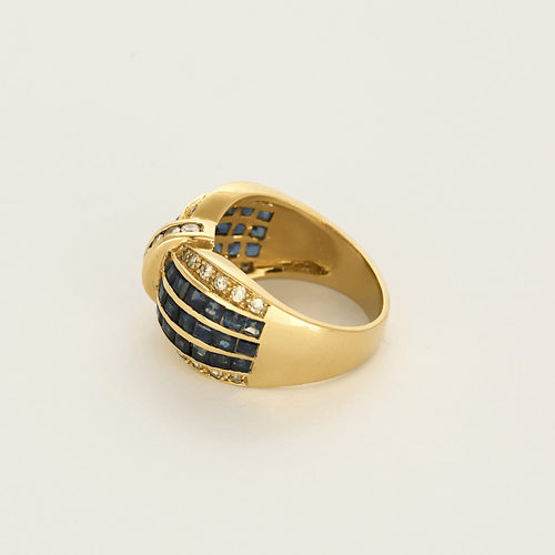 Bague 53 Bague noeud en or jaune, diamants et saphirs 58 Facettes DV26327-11-53-2