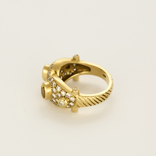 Bague 53 Bague en or jaune ouverte saphirs jaune et diamants 58 Facettes DV26327-14