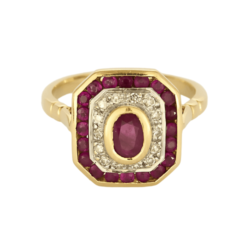 Bague 52 Bague en or jaune , rubis et diamants 58 Facettes DV26327-17-52-1