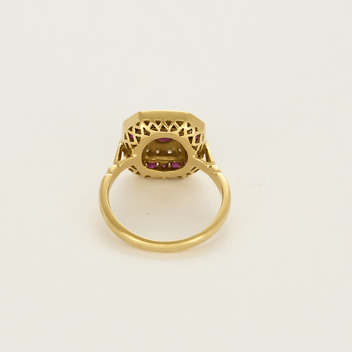 Bague 52 Bague en or jaune , rubis et diamants 58 Facettes DV26327-17-52-1