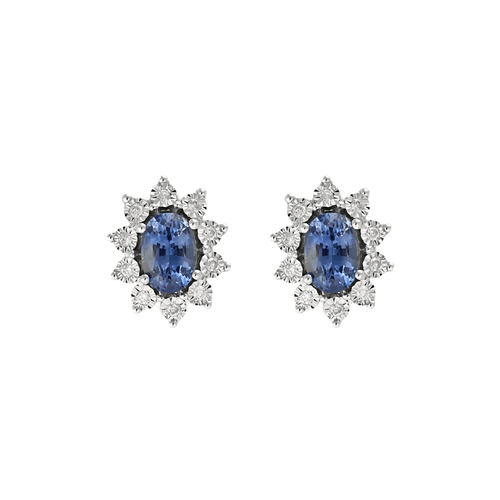 Boucles d'oreilles Paire de Boucle d'Oreilles en or gris, saphirs et diamants 58 Facettes DV16843-19