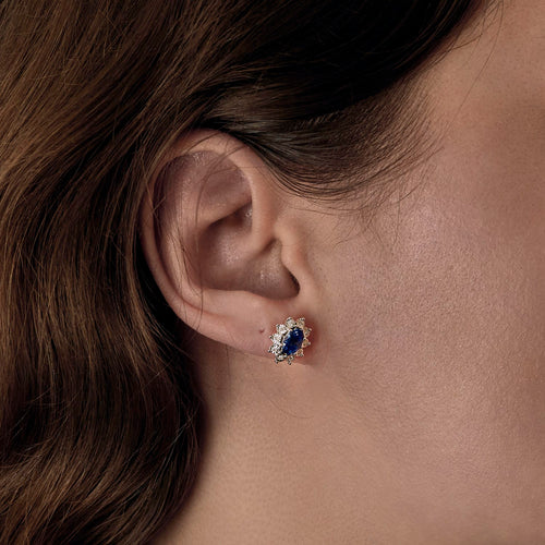 Boucles d'oreilles Paire de Boucle d'Oreilles en or gris, saphirs et diamants 58 Facettes DV16843-19