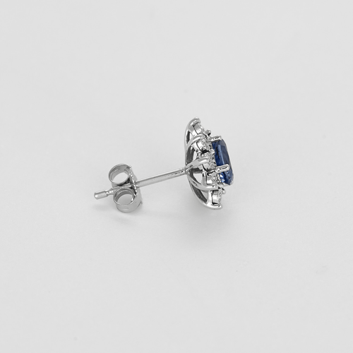 Boucles d'oreilles Paire de Boucle d'Oreilles en or gris, saphirs et diamants 58 Facettes DV16843-19