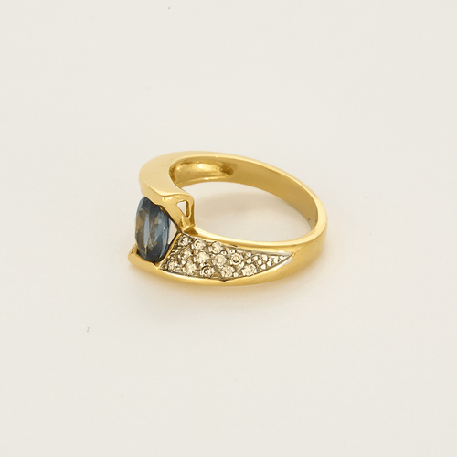 Bague 55 Bague à jonc croisé or jaune, or gris, saphir et diamants 58 Facettes DDV0463-27