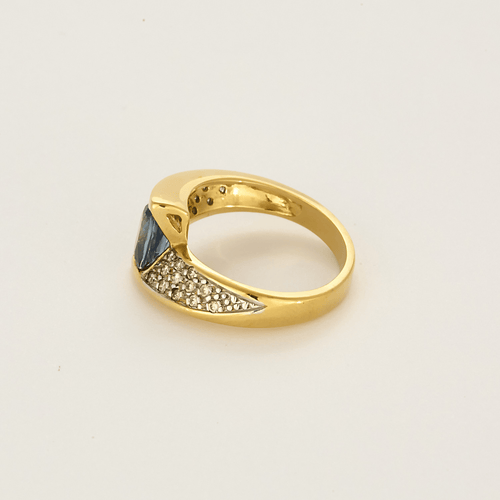 Bague 55 Bague à jonc croisé or jaune, or gris, saphir et diamants 58 Facettes DDV0463-27