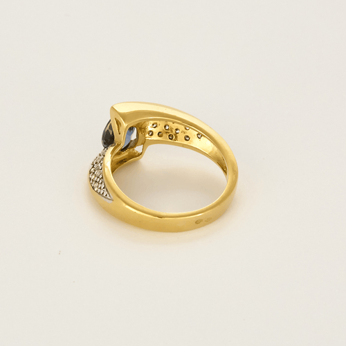 Bague 55 Bague à jonc croisé or jaune, or gris, saphir et diamants 58 Facettes DDV0463-27