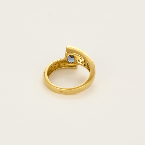 Bague 55 Bague à jonc croisé or jaune, or gris, saphir et diamants 58 Facettes DDV0463-27
