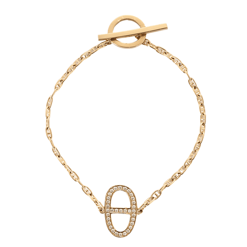 Bracelet HERMES - Chaîne d'ancre Contour - Bracelet en or rose et diamants. XS. 58 Facettes DDV28436-2