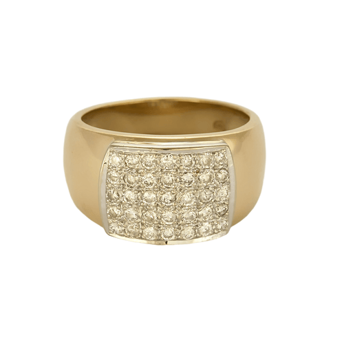 Bague 55,5 Importante bague jonc en or jaune, or blanc et diamants 58 Facettes DV27468-63-555-5