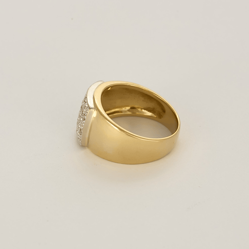 Bague 55,5 Importante bague jonc en or jaune, or blanc et diamants 58 Facettes DV27468-63-555-5