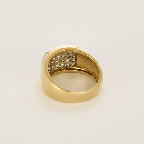 Bague 55,5 Importante bague jonc en or jaune, or blanc et diamants 58 Facettes DV27468-63-555-5
