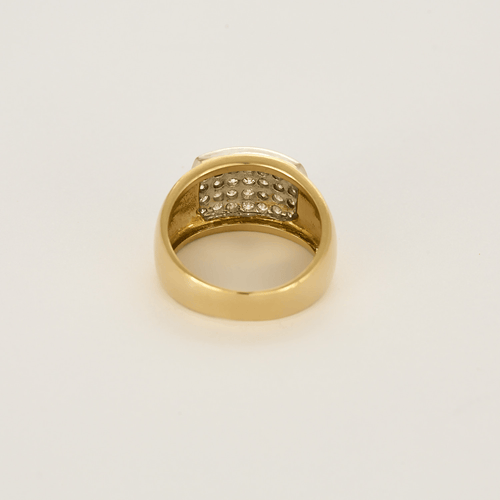 Bague 55,5 Importante bague jonc en or jaune, or blanc et diamants 58 Facettes DV27468-63-555-5