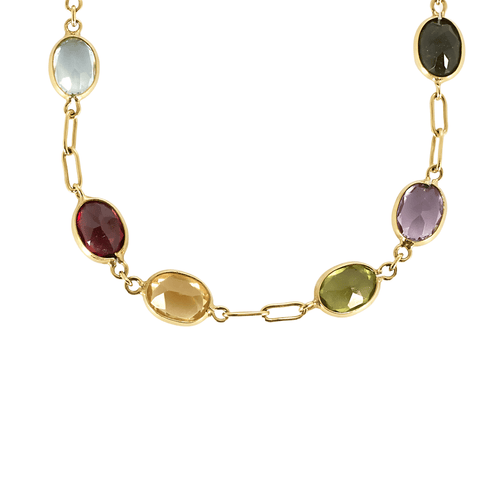 Collier Long collier en or jaune et pierres fines de couleurs 58 Facettes DV0718-2