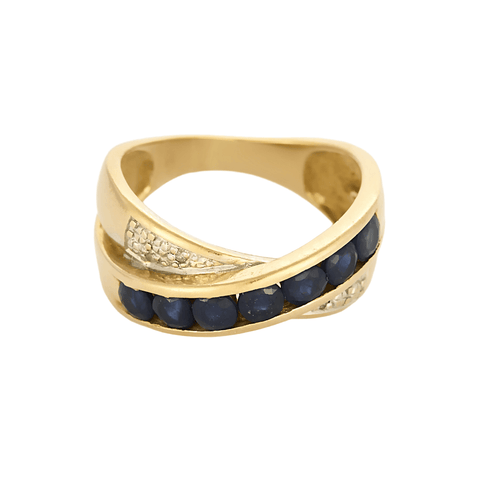 Bague 53 Bague en or jaune saphir et diamants 58 Facettes DV27904-3