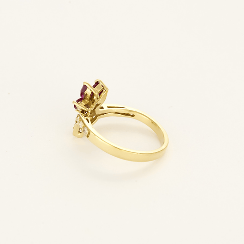 Bague 52 Bague en or jaune, rubis et diamants 58 Facettes DV27342-5-52-1