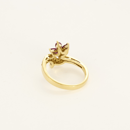 Bague 52 Bague en or jaune, rubis et diamants 58 Facettes DV27342-5-52-1