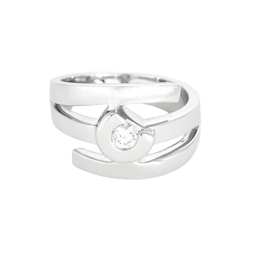 Bague 53,5 Bague moderniste en or blanc à motif géométrique et diamant 58 Facettes DV27446-2-535-5