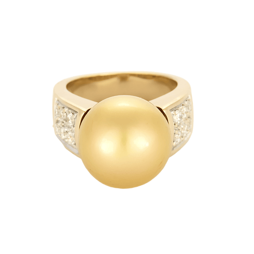 Bague 52 Bague en or jaune, or gris, diamants et perle de culture Gold 58 Facettes DV11015-1-52-1