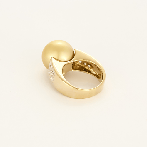 Bague 52 Bague en or jaune, or gris, diamants et perle de culture Gold 58 Facettes DV11015-1-52-1