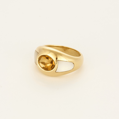 Bague 53 MAUBOUSSIN -  «Aloha» - Bague jonc en or jaune, citrine et nacre blanche 58 Facettes DV4648-5