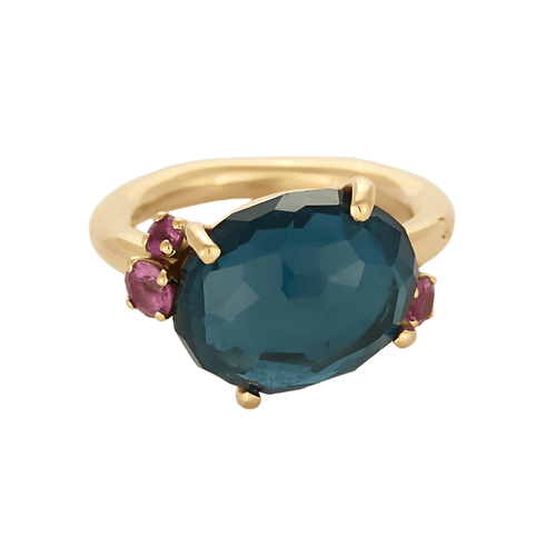 Bague 51 Pomellato - Bahia - Bague or rose topaze bleu et saphirs roses facettés. 58 Facettes DDV28825-1