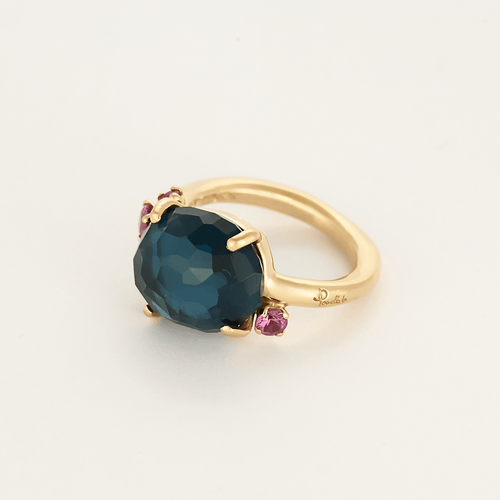 Bague 51 Pomellato - Bahia - Bague or rose topaze bleu et saphirs roses facettés. 58 Facettes DDV28825-1