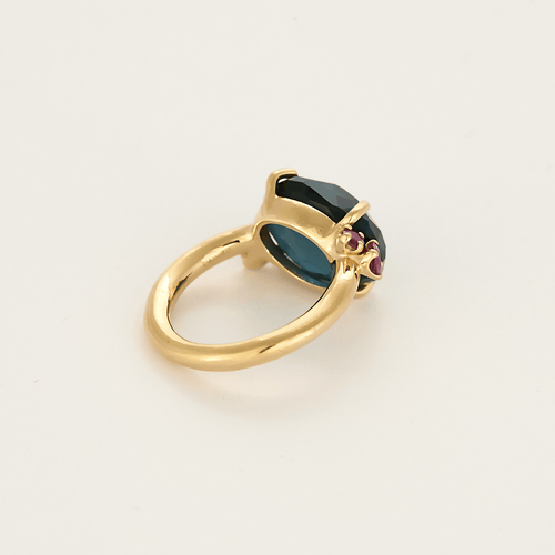 Bague 51 Pomellato - Bahia - Bague or rose topaze bleu et saphirs roses facettés. 58 Facettes DDV28825-1