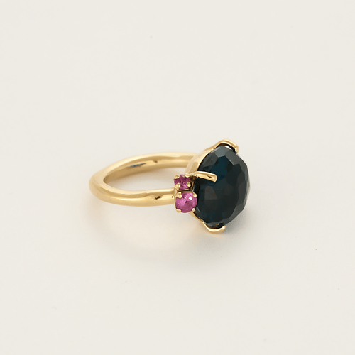 Bague 51 Pomellato - Bahia - Bague or rose topaze bleu et saphirs roses facettés. 58 Facettes DDV28825-1