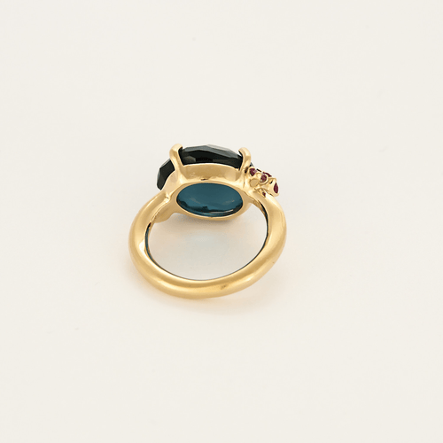 Bague 51 Pomellato - Bahia - Bague or rose topaze bleu et saphirs roses facettés. 58 Facettes DDV28825-1