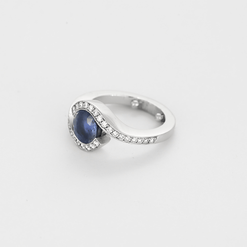 Bague 47,5 Bague en or gris, saphir et diamants 58 Facettes DV27208-1-475-5