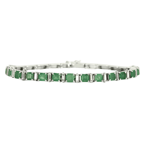 Bracelet Attribué à STERN - Bracelet en or gris, émeraudes et diamants 58 Facettes DV29011-1