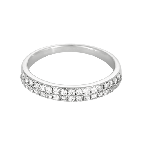 Bague 55 Demie alliance en or gris et diamants 58 Facettes DV28844-1