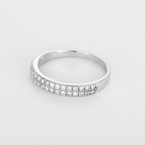 Bague 55 Demie alliance en or gris et diamants 58 Facettes DV28844-1