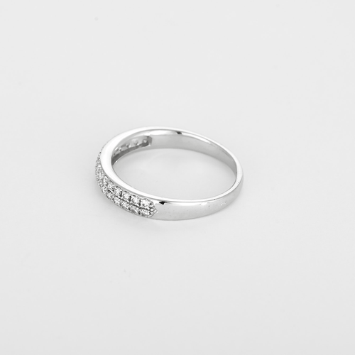 Bague 55 Demie alliance en or gris et diamants 58 Facettes DV28844-1