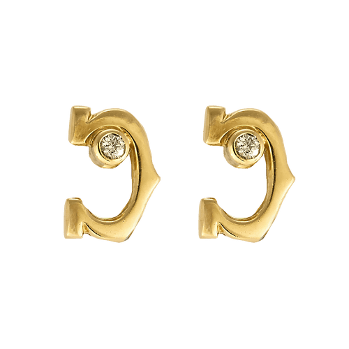 Boucles d'oreilles CARTIER- C - Paire de boucles d'oreilles en or jaune et diamants. Vintage. 58 Facettes DV29044-1