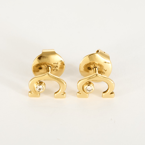 Boucles d'oreilles CARTIER- C - Paire de boucles d'oreilles en or jaune et diamants. Vintage. 58 Facettes DV29044-1