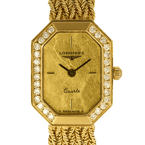 Montre Longines - Montre en or jaune et diamants à boitier octogonal à mouvement quartz 58 Facettes DV27468-6