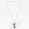 Collier Chaîne et Pendentif en or gris lapis lazuli et petits diamants. 58 Facettes DV31008-1